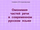 Омонимия частей речи в современном русском языке