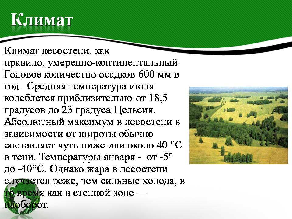Почему лесостепи и степи относятся. Климат лесостепи. Природные условия лесостепи. Климатический пояс лесостепи в России. Лесостепи климат осадки.